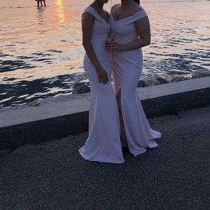 Light pink long dress.